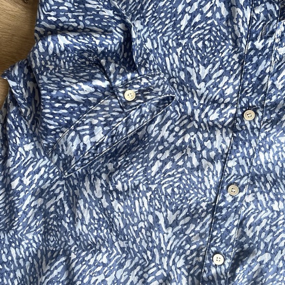 J. McLaughlin Arissa Shirt Dress Medium Navy Beatriz Print Curved Hem Collar - Picture 4 of 8